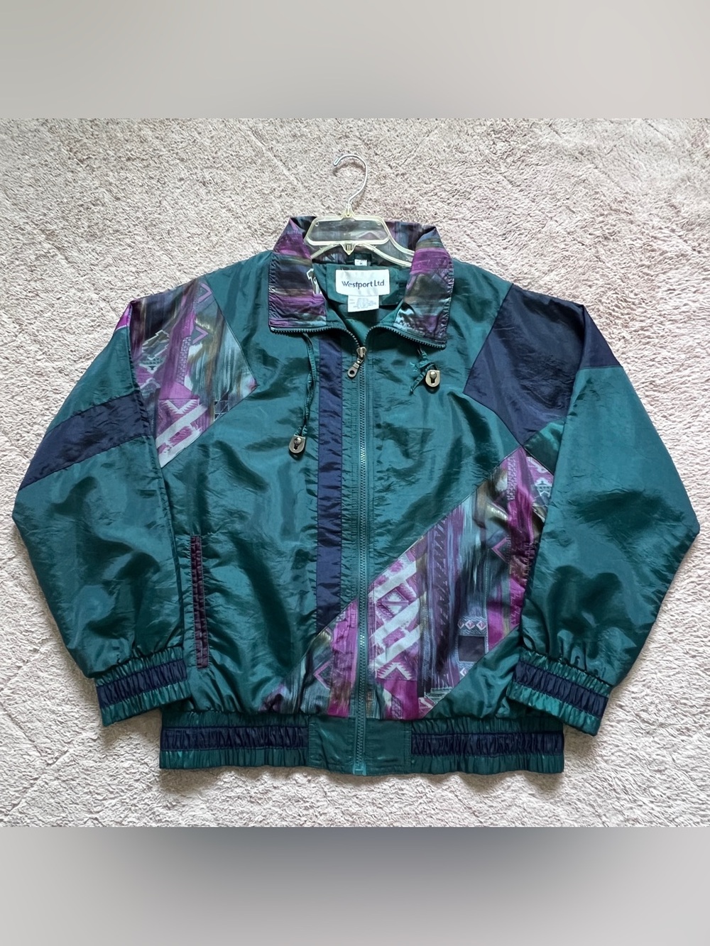 Vtg Westport Ltd Windbreaker Jacket Retro 80s 90s Sporty Preppy Workout Sz M